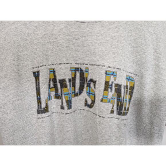 Vintage 90s Shirt Lands End Cornish Tartan Gray Single Stitch Men's Size XL - Picture 2 of 5